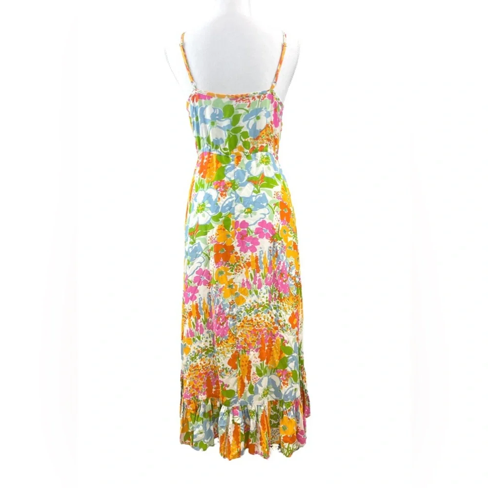 Rails Frida Day Garden Floral‎ High Low Sleeveless Midi Dress Colorful Vacation - Picture 13 of 15